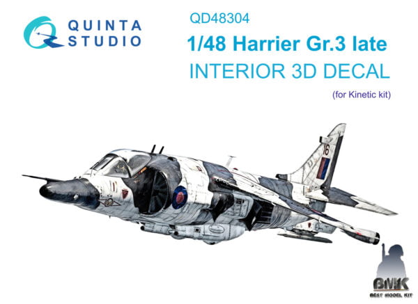 Harrier Gr.3 late 3D-Printed & coloured Interior on decal paper (for Kinetic kit)